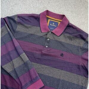 Brooks Brothers Purple and Gray Striped Polo Shirt